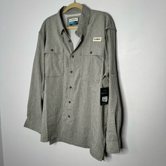 Magellan gray button down shirt size large - Picture 2 of 5